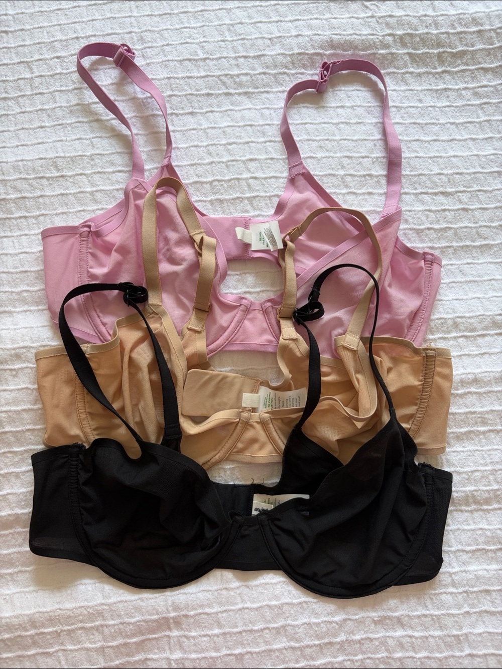 aerie Trio of Underwire Bras in Pink, Nude & Black